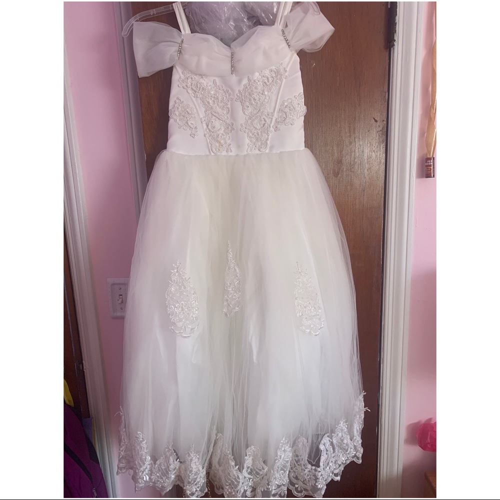 Off the shoulder flower girl dress